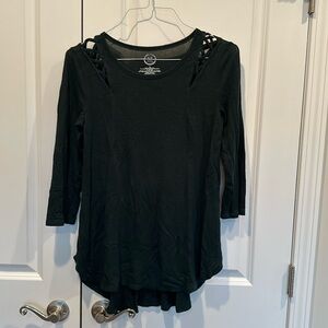 Green Tunic Sweater with Shoulder Detail